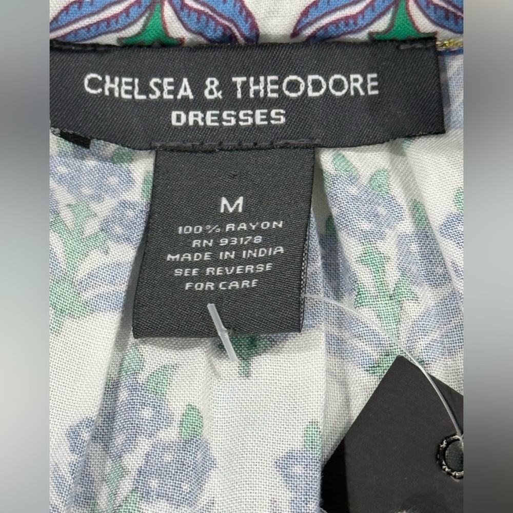 Chelsea & Theodore Womens White Blue Sleeveless Maxi Dress Size M Boho Floral - Picture 8 of 10